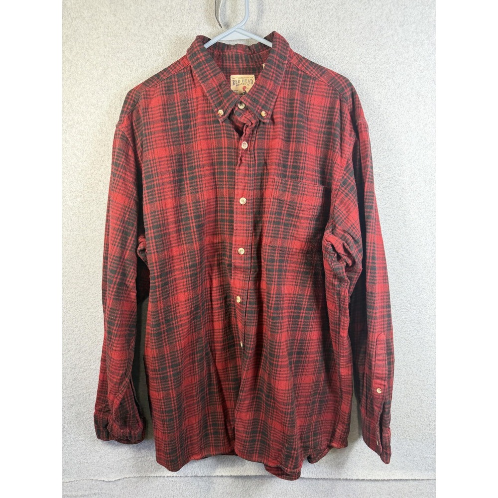 Red Head Brand Co Shirt Mens 2XL Red Plaid Flannel Button Down Long Sleeve